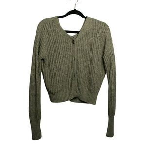 Moon & Madison Chunky Knit Pale Green Cardigan Sweater- MEDIUM